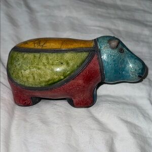 HIPPOPOTAMUS VINTAGE SOUTH AFRICAN RAKU STUDIO ART POTTERY HIPPO SCULPTURE